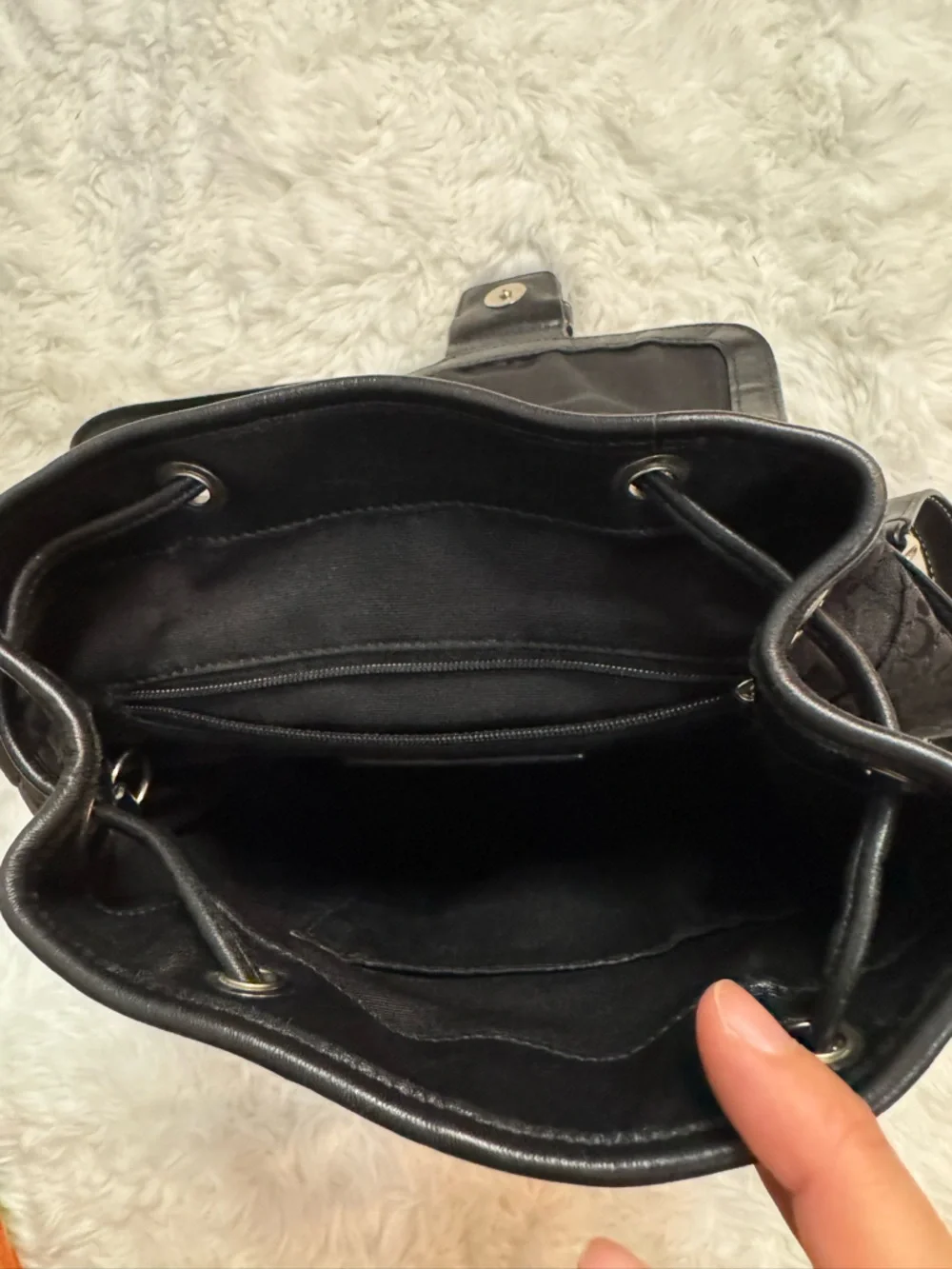 Coach Soho Black Signature Drawstring Mini Backpack